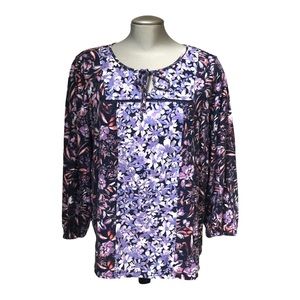 Vintage America Size XL Top Emerson Boho Floral Flowy Cottagecore Hippie Purple